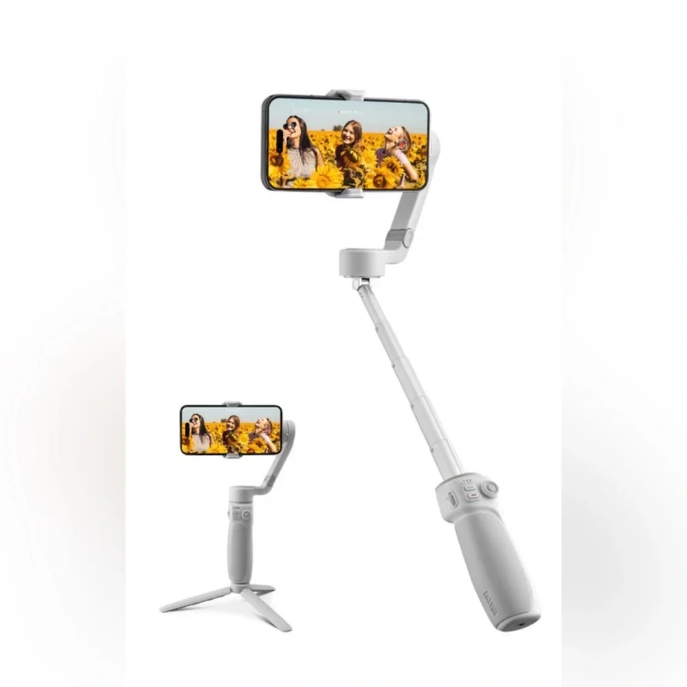 White Smartphone Gimbal Stabilizer - 3-Axis Handheld for Smooth Footage